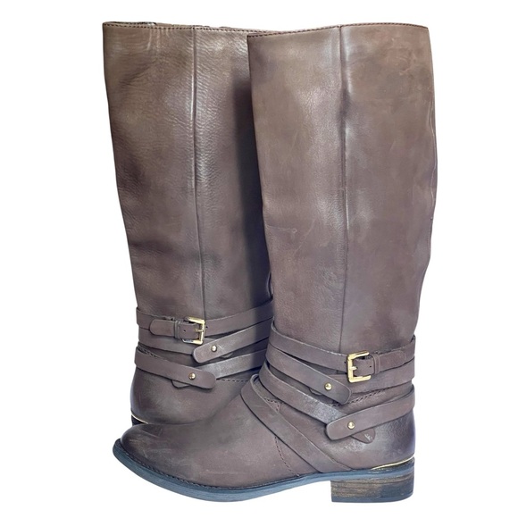 💥SALE💥STEVE MADDEN ALBANY BROWN LEATHER HARNESS EQUESTRIAN RIDING BOOTS SZ 7.5 - Picture 5 of 11